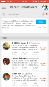 JustUnfollow iOS app screen shot