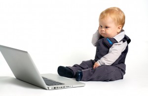 baby thinking laptop