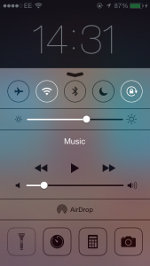 iOS 7 Control Centre