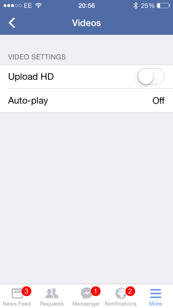 Turning Facebook video autoplay off