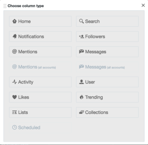Twitter columns in Tweedeck