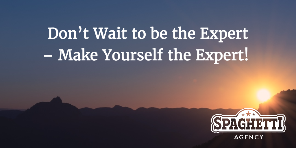 Don’t Wait to be the Expert – Make Yourself the Expert! 