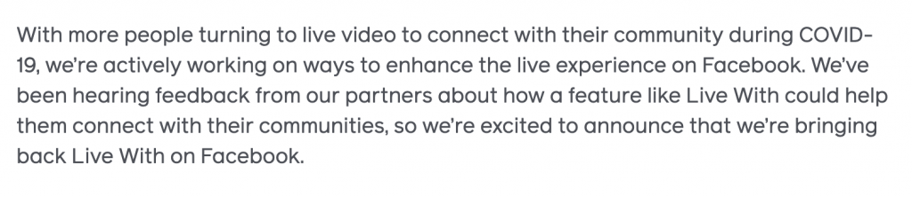 Bringing Back Live With on Facebook