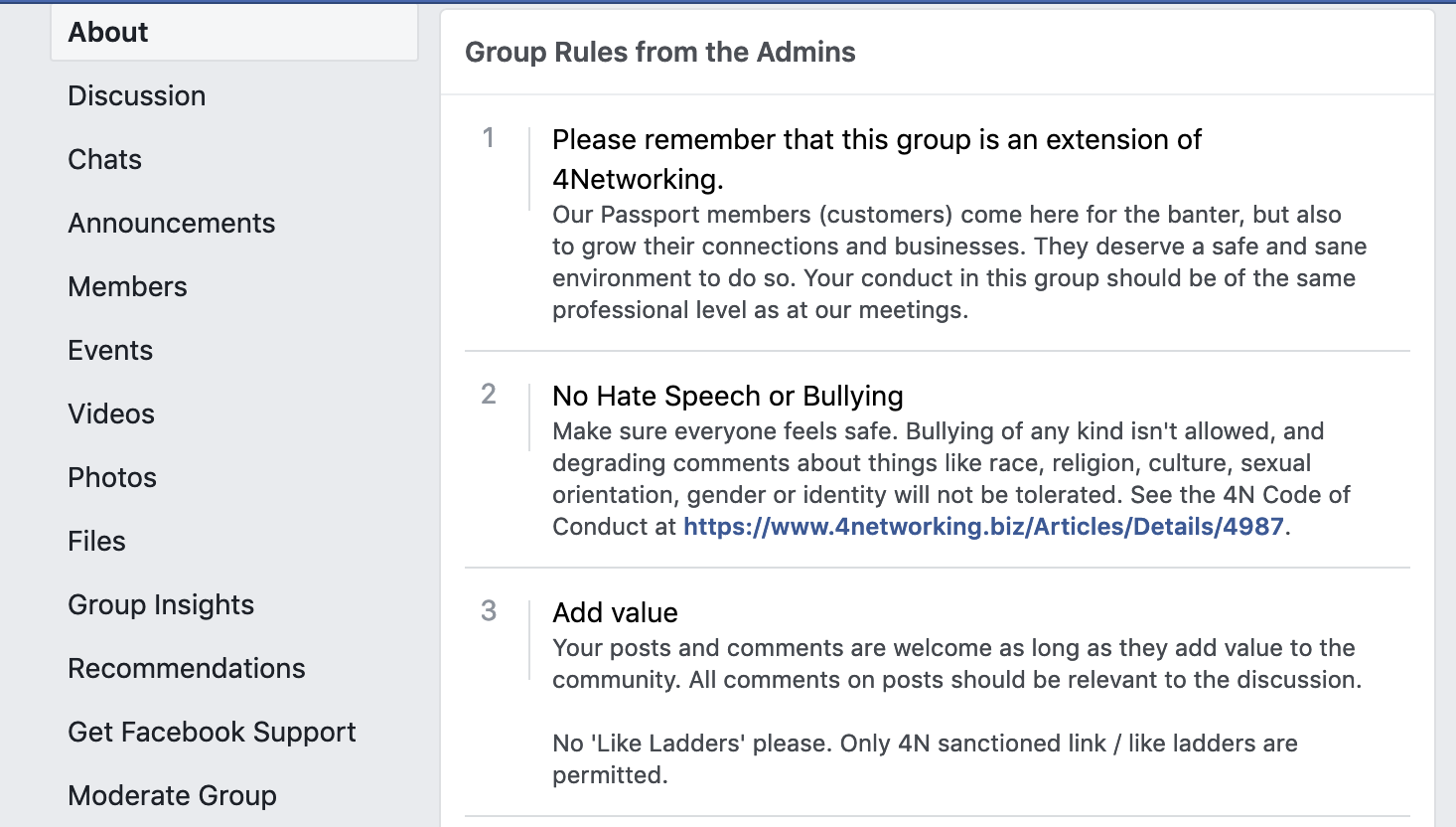 Finding the rules in a Facebook Group
