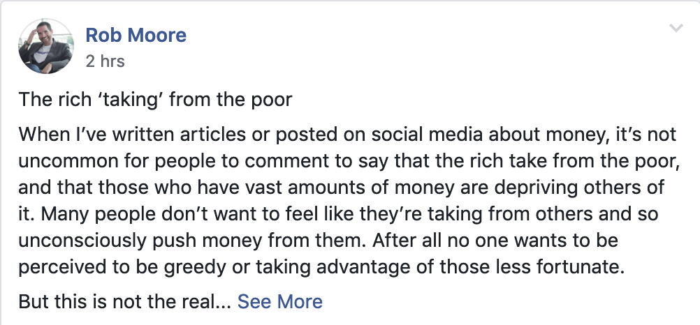 Rob Moore Facebook group post