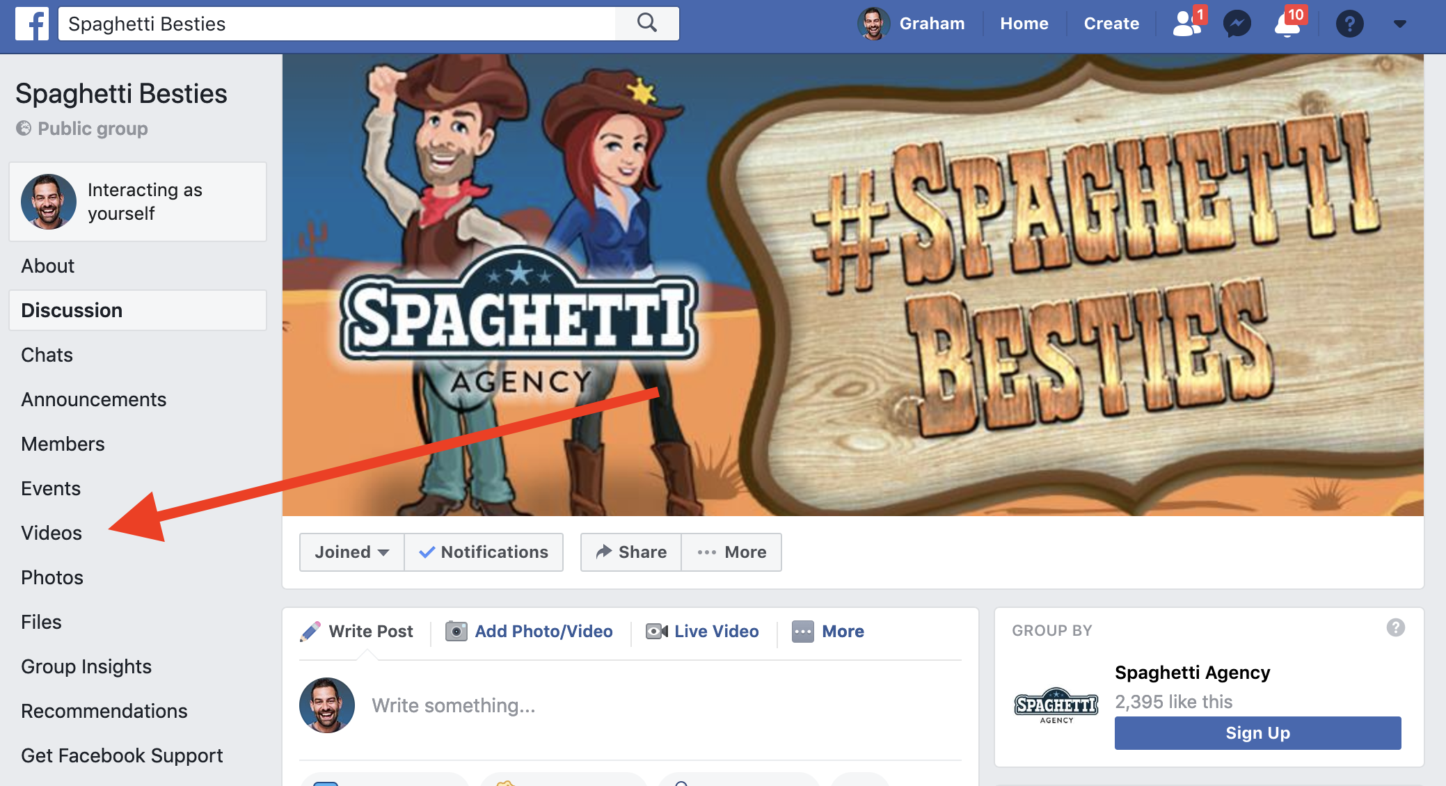 Finding videos in Facebook groups