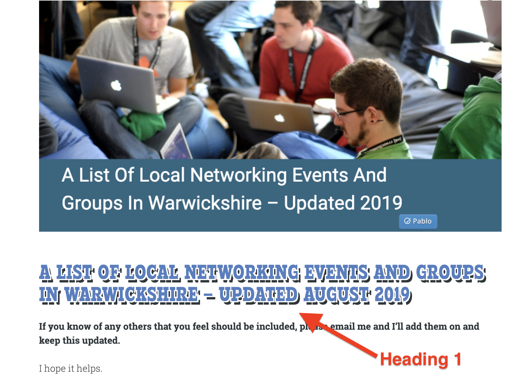 Heading 1 tags and SEO