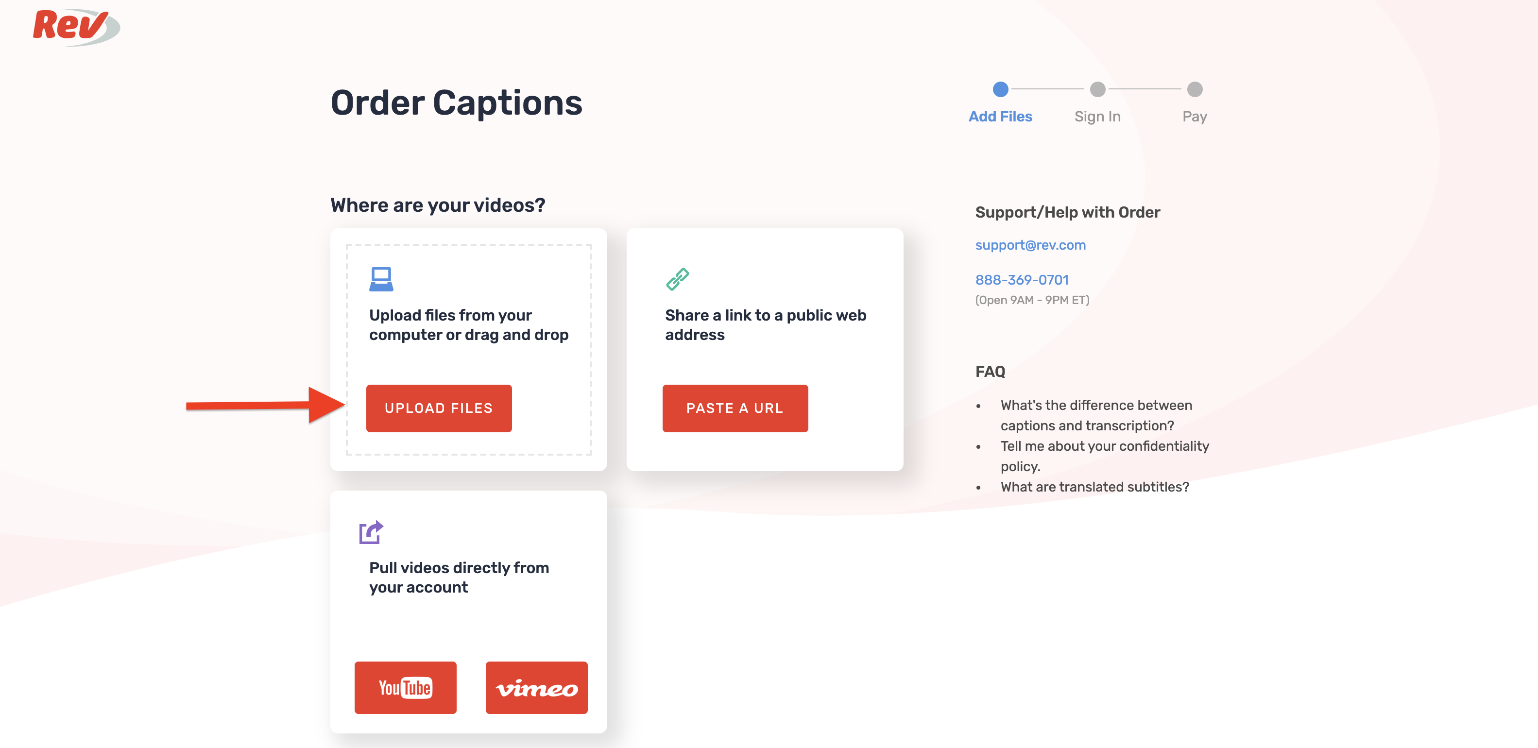 How to upload a video to Rev.com