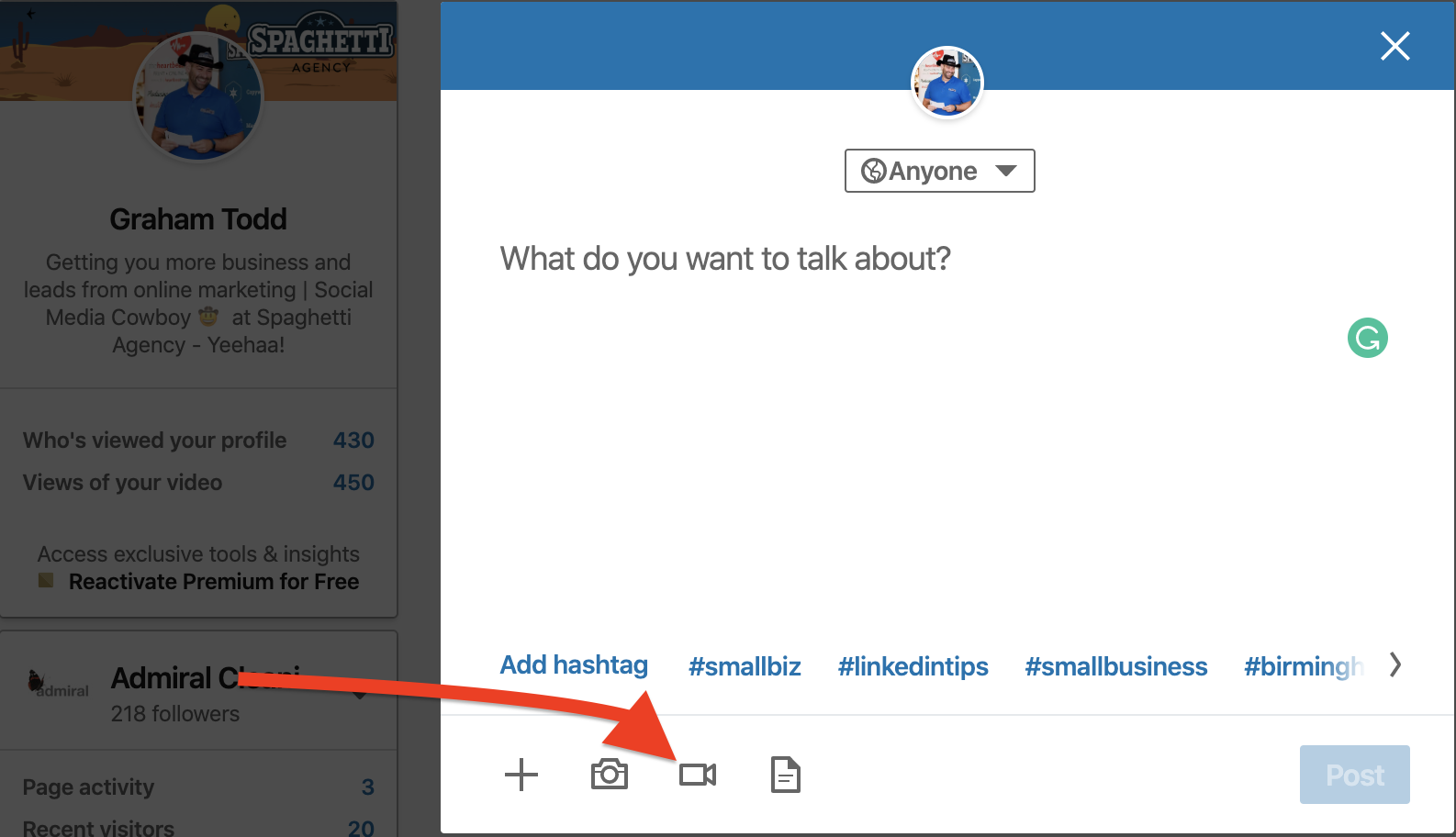 Adding a video to LinkedIn