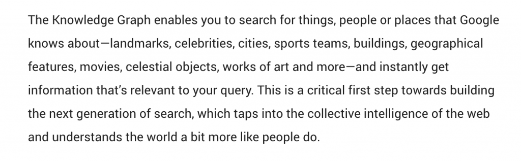 The Knowledge Graph at Google explained