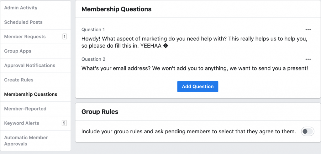 Growing an email list from a Facebook Group